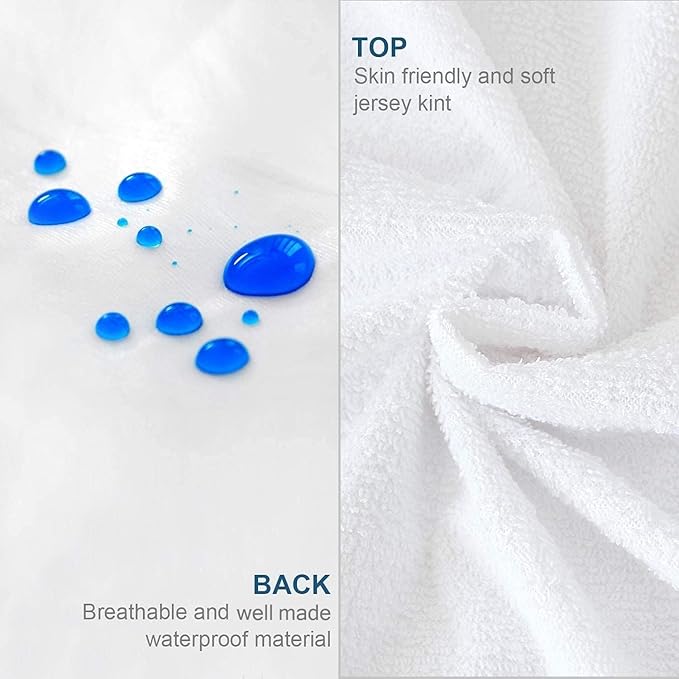 Zippered Mattress Protector 2 Pack with Ultra Soft Terry Surface, 6-Side Waterproof Mattress Encasement, Durable Zipper, Noiseless, for Standard Queen Size Mattress 60'' X 80''(10-14 in.H)