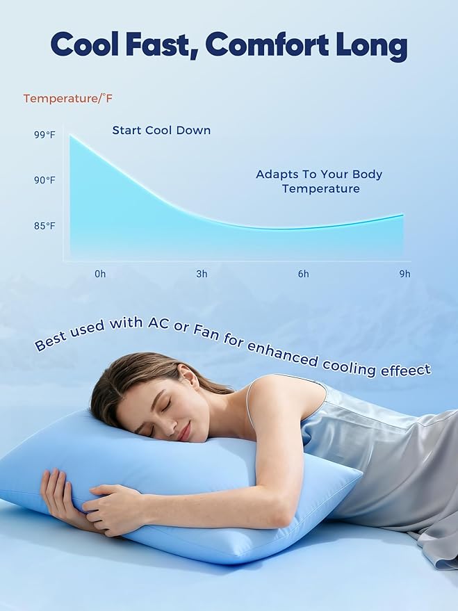 Avolare Cooling Pillow Cases King Size Set of 2,Arc-Chill 3.0(Q-Max>0.5) Cooling Pillowcases for Hot Sleepers,Breathable & Stretchy Fabric,Soft for Hair Skin, Zipper Pillow Cases，Blue