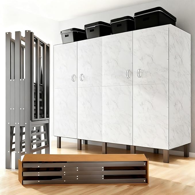 Freestanding Heavy Duty Wardrobe Closet with Magnetic Door, Portable Metal Closets, Foldable Wardrobecloset Organizers and Storage, for Bedrooms, Apartments, and Tenant (White, 39.4in)