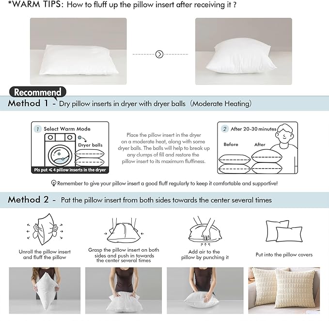 MIULEE Pack of 4 20x20 Pillow Inserts, Premium Feather and Down Decorative Throw Pillows, Fluffy and Choppable, Cotton Fabric for Sofa Bed Couch