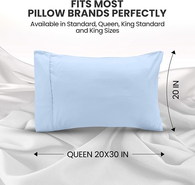 Utopia Bedding Queen Pillow Cases - 2 Pack - Envelope Closure - Soft Brushed Microfiber Fabric - Shrinkage and Fade Resistant Pillow Covers Queen Size 20 X 30 Inches (Queen, Ice Blue)