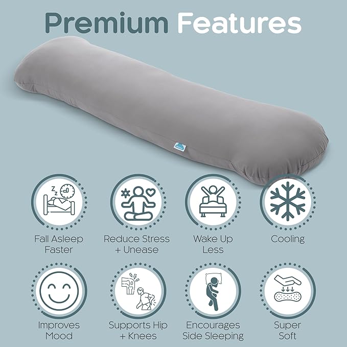SleepCloud Weighted Body Pillow 6.5lbs - Weighted Pillow for Deeper Sleep (41" x 10") - Cooling Body Pillows for Adults, Full Body Pillow for Sleeping, Side Sleeper Body Pillow with Cover