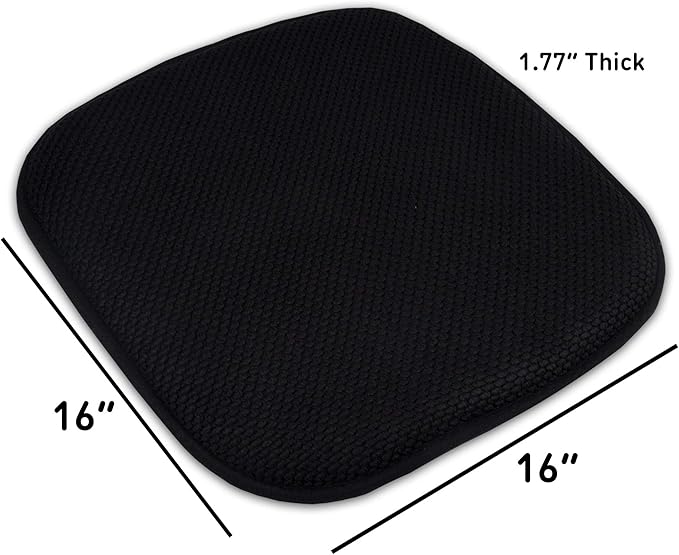 Sweet Home Collection Cushion Memory Foam Chair Pads Honeycomb Nonslip Back Seat Cover 16" x 16" , Black 6 Pack