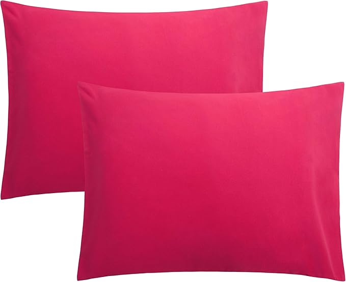 FLXXIE Pillow Cases Standard Size, Soft Microfiber Pillow Covers with Envelope Closure, Wrinkle, Stain Resistant Pillowcases, 2 Piece Set, 20x26, Magenta