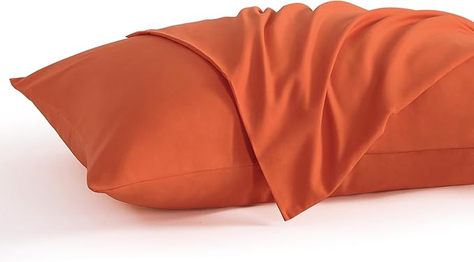NTBAY Queen Pillow Cases Set of 2, 2 Pack Brushed Microfiber 20x30 Pillow Cases, Soft, Wrinkle, Fade, Stain Resistant Brunt Orange Pillow Cases with Envelope Closure, 20x30 Inches, Brunt Orange