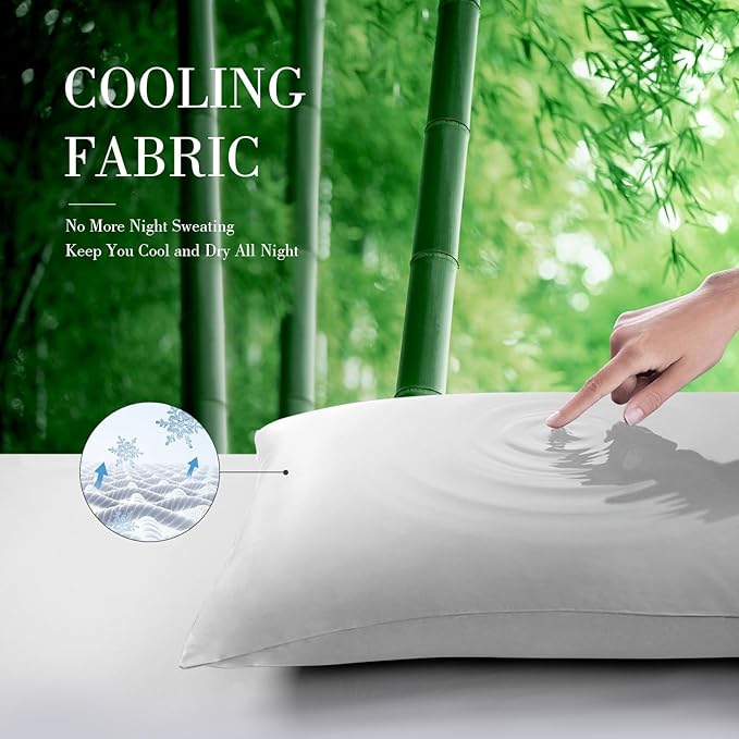 WishSmile Cooling Queen Pillowcases Set of 2 Breathable Cool Silky Soft Rayon Derived from Bamboo Fabric, Moisture Wicking for Hot Sleepers, Hair and Skin Friendly, Light Gray, 2 Pack, 20x30IN