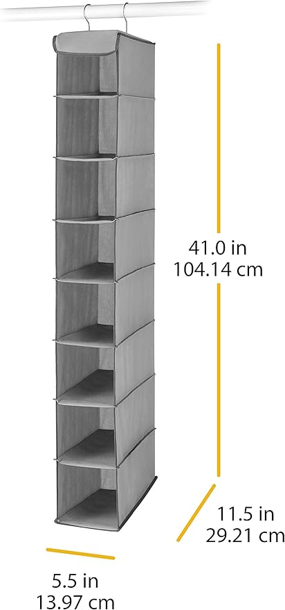 Whitmor 8 Section Hanging Shoe Organizer | Grey | For Closet | No Floor Space Required | Pack of 6