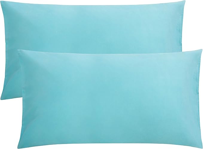 FLXXIE King Pillow Cases Set of 2, Soft Microfiber Pillow Covers with Envelope Closure, Wrinkle, Fade and Stain Resistant Pillowcases, 20x36, Aqua