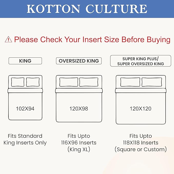 Kotton Culture 120"x98" 1 Pc Oversized King Duvet Cover Only 100% Egyptian Cotton - 600 TC Comforter Cover, Zipper Closure & Corner Ties - Fits Large King Inserts (Oversized King, Rain Forest)