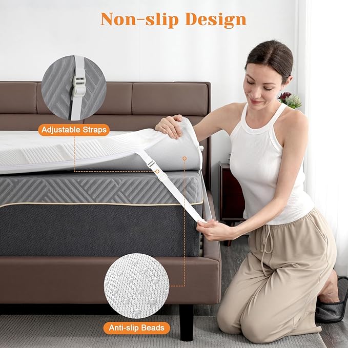 Extra Firm Mattress Topper Short King Size 3 Inch, Cooling Gel+Bamboo High Density Support Mattress Topper with Removable Cover, Bed Topper for Pain Relief CertiPUR-US, 71''x74''