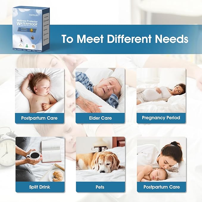 TASTELIFE Waterproof Mattress Protector Twin Size, Premium Breathable Bed Cover with Deep Pocket 6"-18", Noiseless Machine Washable & Vinyle-Free for Home & Hotel (Gray)