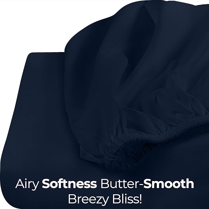 Utopia Bedding Queen Fitted Sheet - Bottom Sheet - Deep Pocket - Soft Microfiber - Shrinkage and Fade Resistant - Easy Care -1 Fitted Sheet Only (Navy)