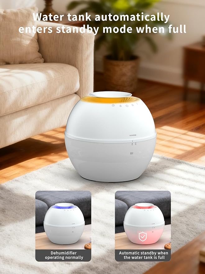 2 in 1 Dehumidifier & Humidifier Combo, 101oz Smart for Bedroom Bathroom Basement, Portable Air Purifier with Auto Steam, Small Dehumidifiers with Drain Hose