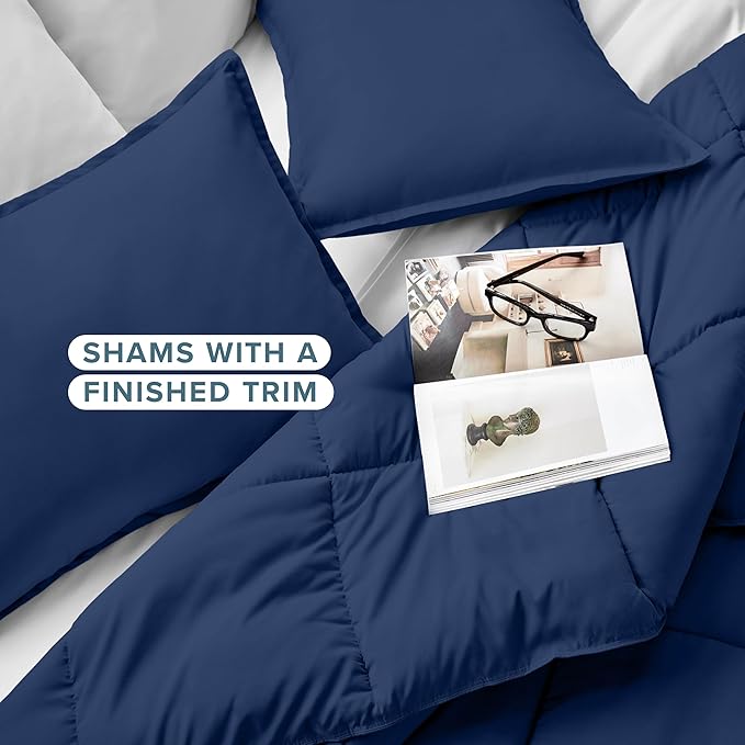 Bare Home Comforter Set - Oversized King Size - Ultra-Soft - Goose Down Alternative - Premium 1800 Series - All Season Warmth (Oversized King, Dark Blue)