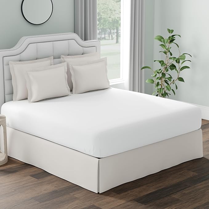 Fresh Ideas Waterproof Mattress Protector 100% Vinyl Hypoallergenic, California King, White