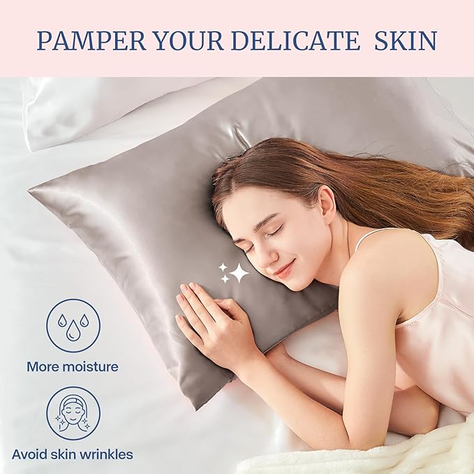 BEDELITE Satin Pillowcase for Hair and Skin, Super Soft and Cooling Similar to Silk Pillow Cases 2 Pack with Envelope Closure, Gift for Women Men(20"x30" Queen Size, Rose Taupe)