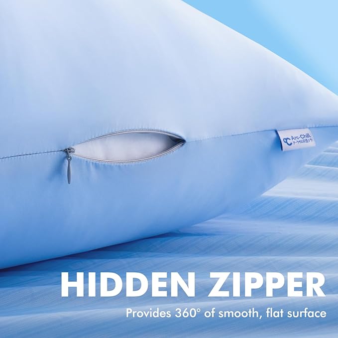 Avolare Cooling Pillow Cases, Arc-Chill Q-Max>0.5 Body Pillowcases for Hair Skin and Hot Sleepers, Soft Silky 20" x 54" Summer Long Pillow Cover with Zipper 1 Pack - Blue