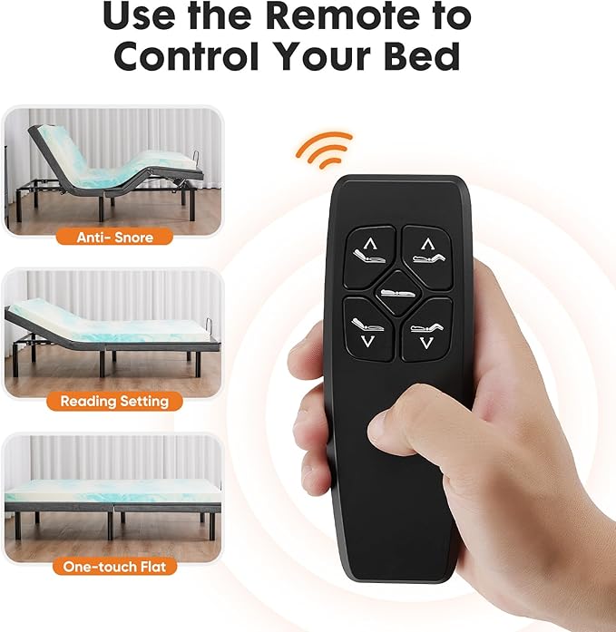 Sweetcrispy Adjustable Bed Frame Twin XL, Ergonomic Electric Bed Base with Wireless Remote and 2 USB Ports, Head and Foot Incline, Zero Gravity Bed, Anti-Snore, Easy Assembly