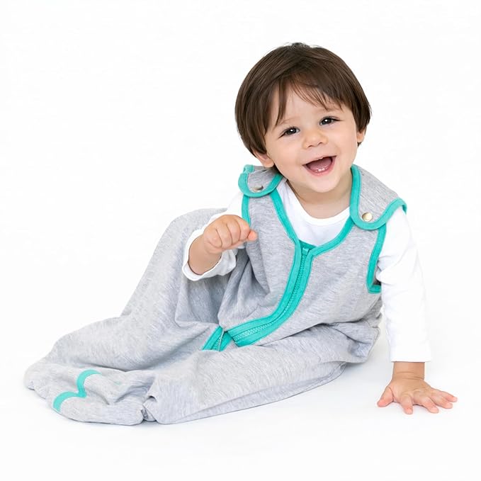 Baby Deedee Sleep Nest Lite - Baby Sleep Sack 0.6 TOG 18-36 Months, Sleeping Bag with Soft Cotton & Patented Shoulder Snaps, Toddler Wearable Blanket for Boys & Girls, Heather Teal
