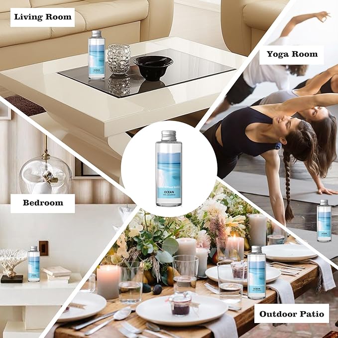 SCENTORINI Reed Diffuser Oil Refill, Ocean Diffuser Oil 6.76 Fl Oz, Natural Scented Essential Oil Refill Long Lasting Summer Home Fragrance for Bathroom Room Spa Aromatherapy Hotel Decor