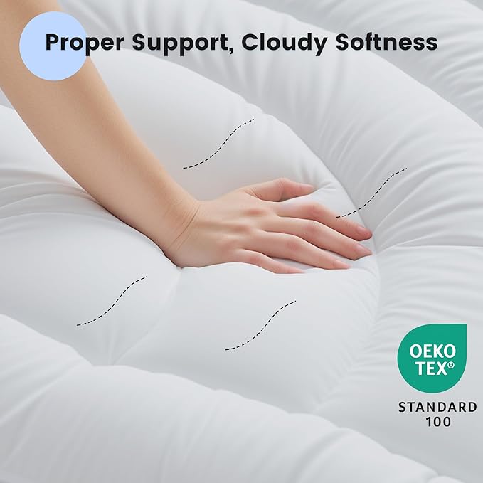 Waterproof Mattress Pad Twin, Quilted Fitted Twin Mattress Topper, Five-Layers Noiseless Mattress Protector Cover with 8"-21" Deep Pocket, Machine Washable, White, 39x75