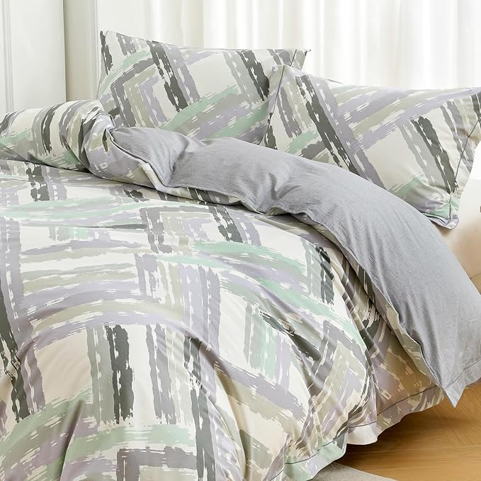 OAITE Duvet Cover Set King Size Floral Pattern Ultra Soft 100% Cotton Duvet Cover Sets 3-PC, Breathable Duvet Cover with Zipper Closure & Corner Ties(2 Pillow Shams,1 Duvet Cover)