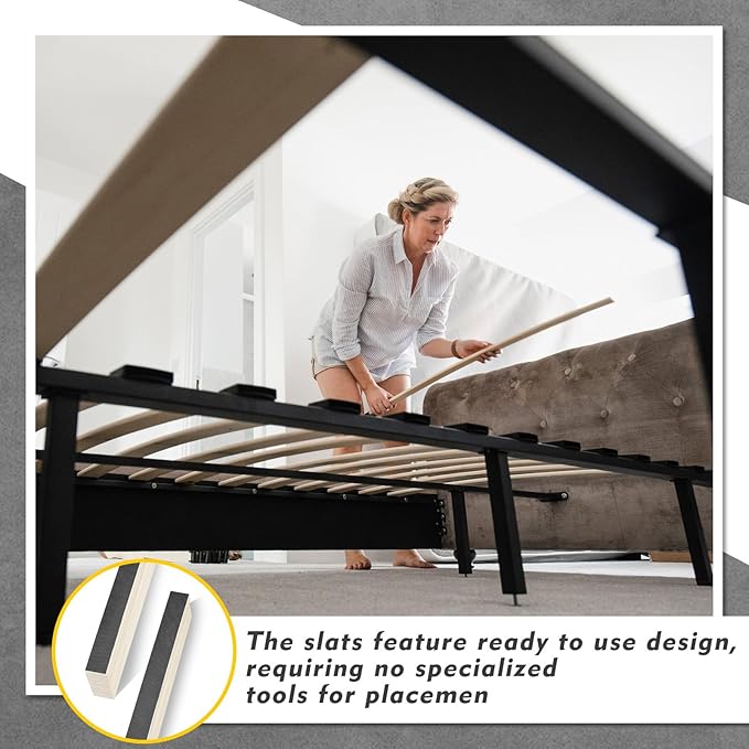 Threehoney 12 Pack Wooden Bed Slats Replacement 39.3" L x 2.08" W x 0.33" H Arc Solid Wood Mattress Support for Bed Frame Sofa Foundation Platform Repair, Easy Assembly No Tool Required (Waterproof)