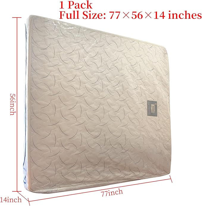 3 Mil Full Size Mattress Bag with Zipper for Storage Moving,Plastic Waterproof Mattress Protector Cover Moving Supplies