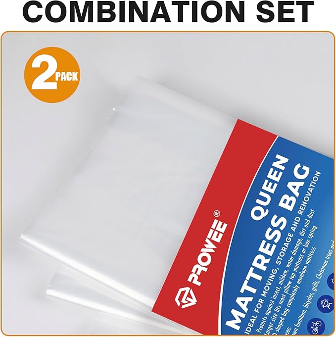 2 PK Queen Mattress Bags for Moving Storage,Mattress Bag for Disposal, Mattress Storage Bag Queen Mattress Cover for Moving
