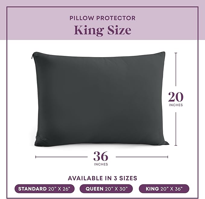 CirclesHome Pillow Protectors 2 Pack King Zippered - 100% Cotton Breathable Pillowcases - Protects Pillows from Dirt, Dust and Debris (King - Set of 2 - 20x36)