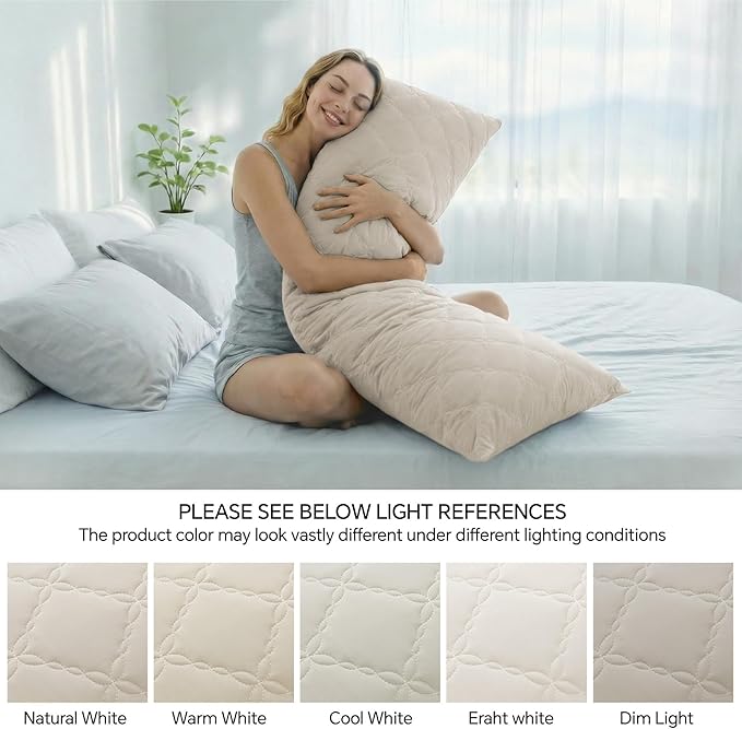 BEDELITE Cooling Body Pillow for Adults, Creative Ultra Soft Cool-Touch Quilted Nylon-Spandex Body Pillow Cover, Adjustable Memory Foam Long Pillow for Side Sleepers, Pregnancy & Back Pain(Linen)