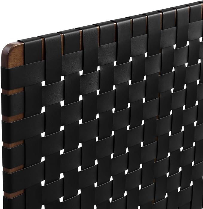 Modway Sparta Weave Twin Vegan Leather Headboard in Walnut Black