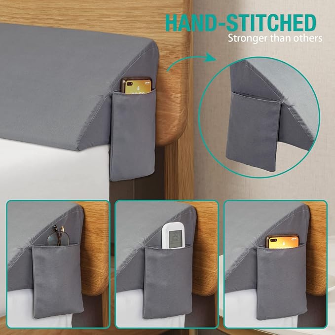 Vekkia Cal King Wedge Pillow Headboard/Bed Wedge Pillow for Headboard/Bed Gap Filler/Headboard Pillow,Pillow Wedge for Headboard Gap(0-6"),Stop Loosing Your Pillows,Phone(Gray 72"x10"x6")