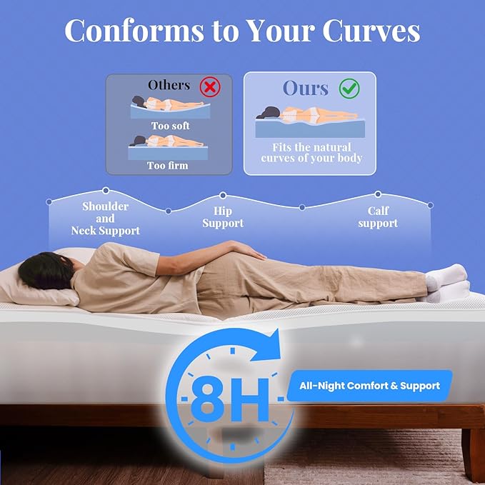 OhGeni Cooling 4 inch Dual Layer Twin XL Mattress Topper 2 Pack for College Dorm Room Essentials, 2 inch Gel Memory Foam, 2 inch Down Alternative Pillow Top Pad, Mattresses Cover for Bed, Deep Pocket