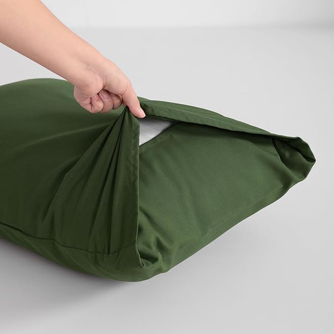 FLXXIE King Pillow Cases Set of 2, Soft Microfiber Pillow Covers with Envelope Closure, Wrinkle, Fade and Stain Resistant Pillowcases, 20x36, Olive Green