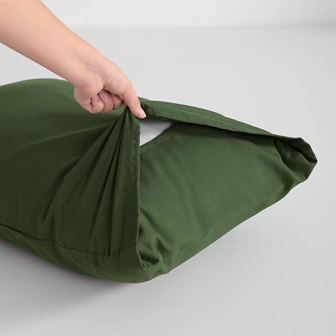 FLXXIE Pillow Cases Queen, Soft Microfiber Pillow Covers with Envelope Closure, Wrinkle Resistant Pillowcases, 2 Piece Set, 20x30, Olive Green
