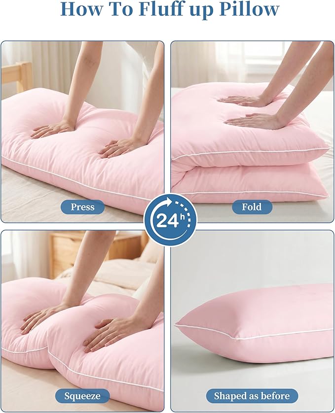 YZ HOME Memory Foam Body Pillow Insert - Full Body Pillow for Adults - Soft Large Long Bed Pillow for Side Sleeper (Pink, 20 Inchx54 Inch)