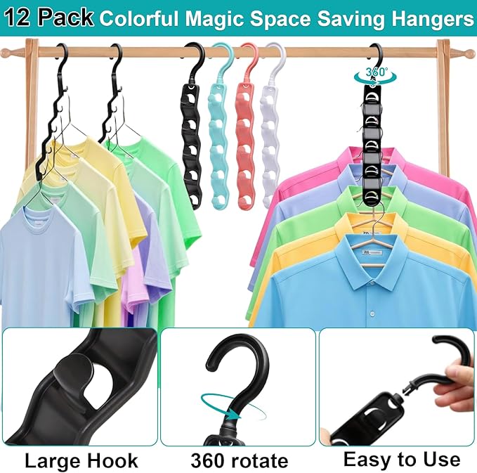 Closet Organizers and Storage,Upgraded Organization and Storage Clothes Hanger,8 Pack College Dorm Room Essentials,Sturdy Closet Organizer Home Essentials Space Saving Hangers for Thick Clothe