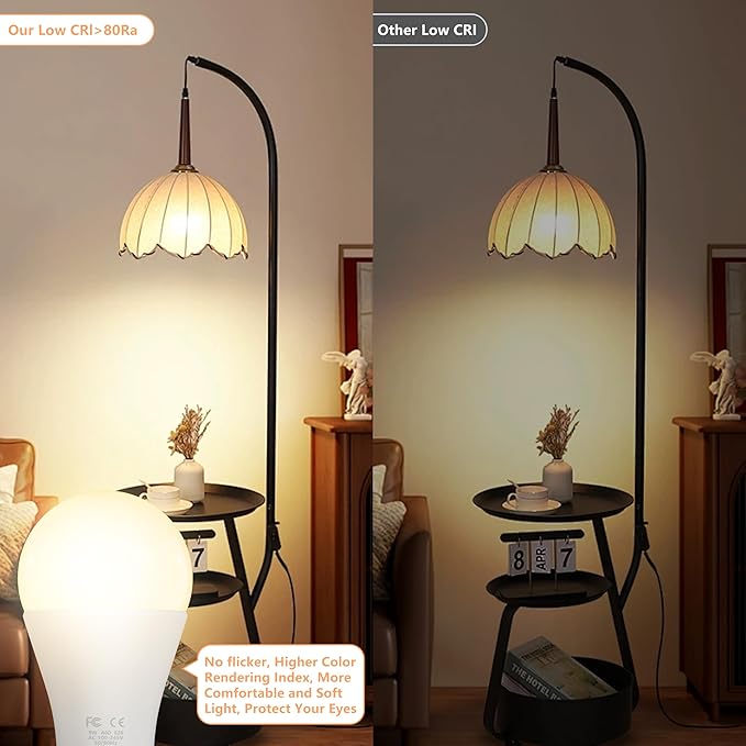 Amber Sleep Light Bulbs with Remote Control, 800LM 9W (60W Equivalent),Circadian Rhythm Light Bulb,Dim,1800K-6500K,E26,2.4G,Warm and Reading Light Bulb for Home Decor,2Bulb&1Remote
