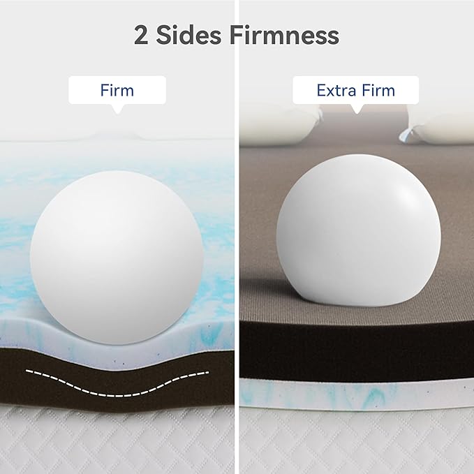 Firm to Extra Firm Mattress Topper King Size 3 Inch, Pain Relieving Foam Bed Topper for Extra Support, Gel Memory Foam&High-Density Foam Mattress Pad, CertiPUR-US Certified