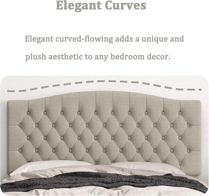 Befurtori Queen Headboard Only, Upholstered Headboard for Adjustable Bed Linen Tufted Queen/Full Size Wall Mounted Head Board Easy Assembly Comfort and Style, Linen