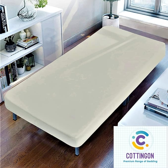 Cot Size 30" x 75" Fitted Sheet, 100% Egyptian Cotton, Perfect for Camp Bunk Beds/RVs/Guest Beds/Army Cots/Replacement Mattress (Ivory)