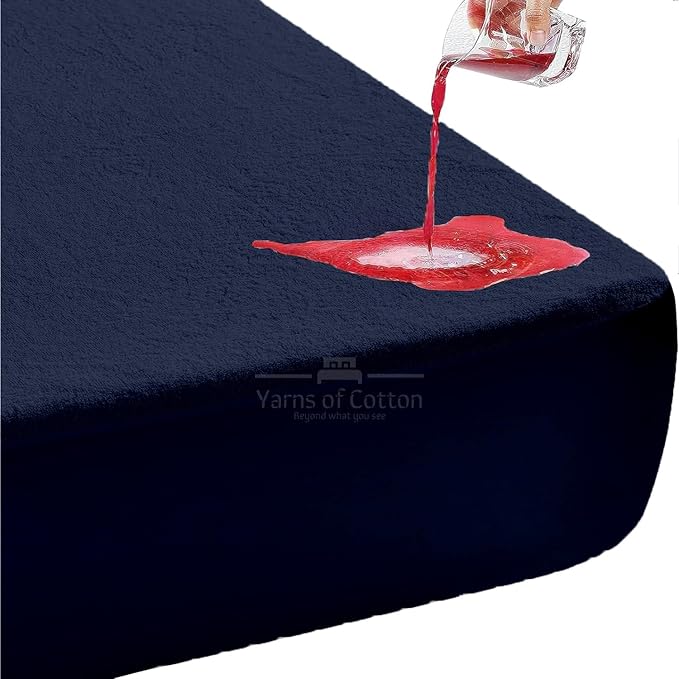 Cot Mattress Protector 30"x80" Waterproof, Terry Soft and Noiseless Mattress Protector Perfect for Daybed 30"x80" Mattress/Narrow Twin/Cot Size/Rv Bunk/Camping Cot (Navy)