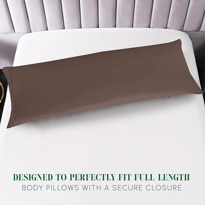 Elegant Comfort Luxury Ultra-Soft 1-Piece Body Pillowcase - 1500 Premium Hotel Quality Microfiber Double Brushed - Wrinkle Resistant, Body Pillowcase Size, Chocolate Brown