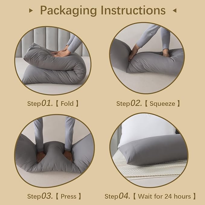 Memory Foam Body Pillow Insert, Soft Large Long Bed Pillow for Adults, Breathable Full Body Pillow, Grey