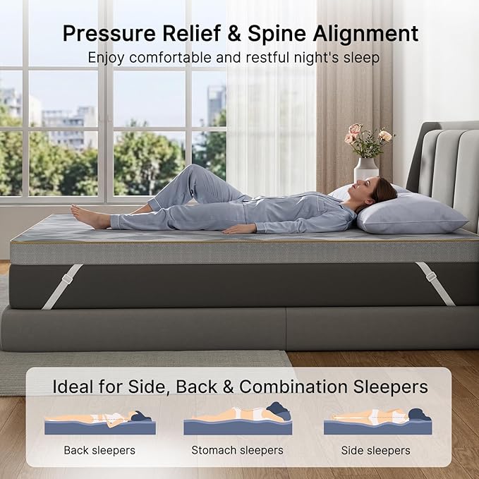 PERLECARE Firm Mattress Topper Full, 3" Hard Mattress Topper for Pressure Relief, Mattress Pad with Cooling Bamboo Cover, High Density Memory Foam, Removable & Washable