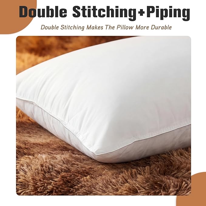 Canadian Goose Down Pillows Queen Size 80% Goose Down and 20% Goose Feathers,1650+ Fill Power White Down Pillow with 800 Thread Count Cotton Shell,Ultra Comfort Bed Pillows(White 20"x30" 1 Pack)