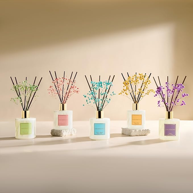 COCORRÍNA Reed Diffuser - Coconut Beach 6.7 fl oz Reed Diffuser with Sticks, Home Bedrrom Bathroom Shelf Decor