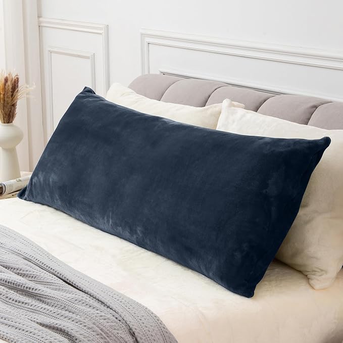 BEDELITE Body Pillow Cover with Zipper Closure, Super Soft and Cozy Fuzzy Fleece Pillowcase 20 x 54 Inches, Luxury Fluffy Plush Long Body Pillow Pillowcase for All Seasons(Navy)