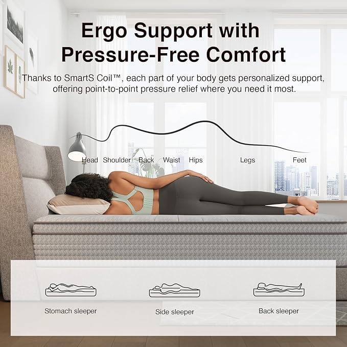 Novilla California King Mattress, 14 Inch CLK Mattresses in a Box with Smarts™ Pocket Coil for Pressure Relief, Medium Plush Foam and Spring Hybrid Colchones with CertiPUR-US Certified